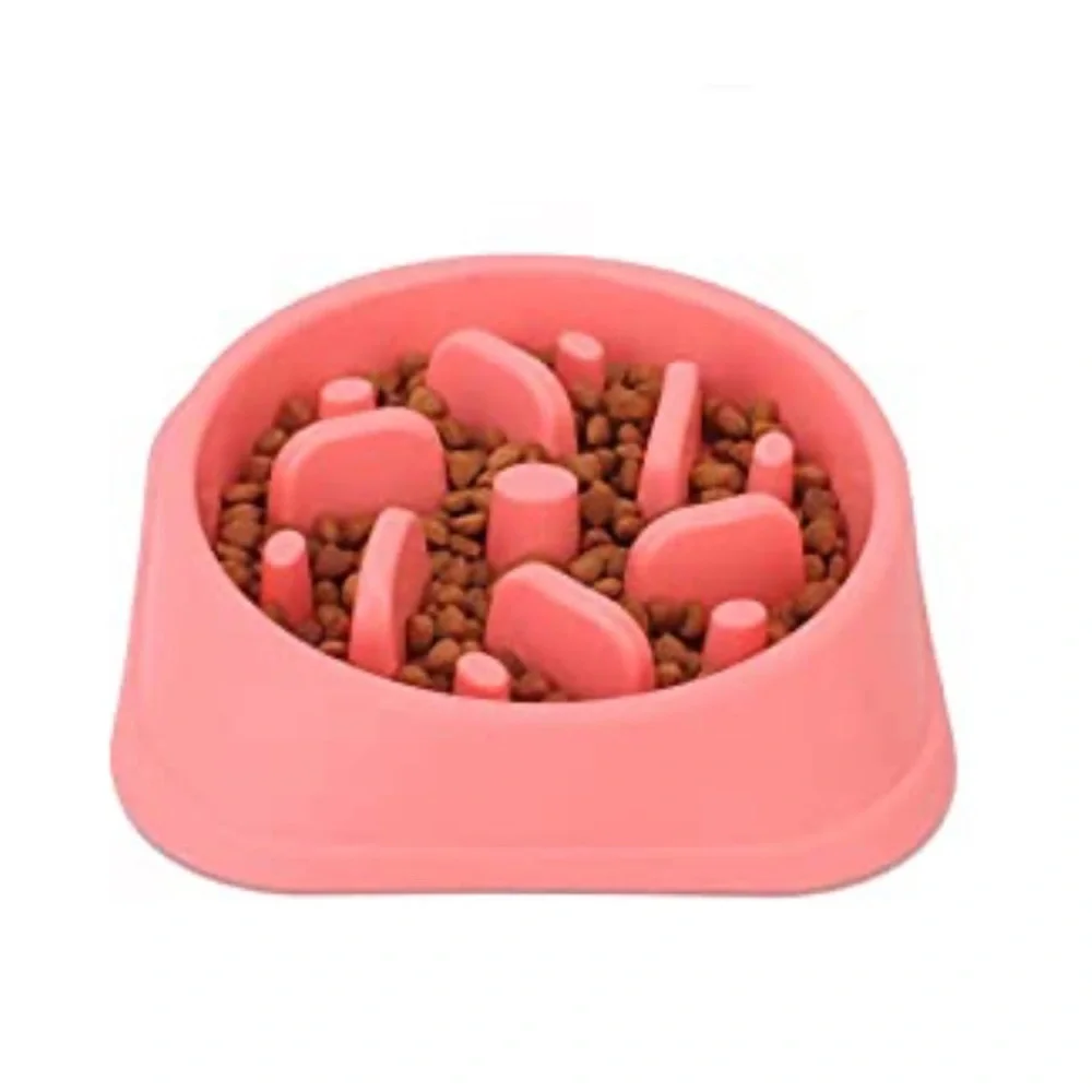 Slow Feeder Dog Bowls,Non Slip Puzzle Bowl Durable Preventing Choking (Pink)